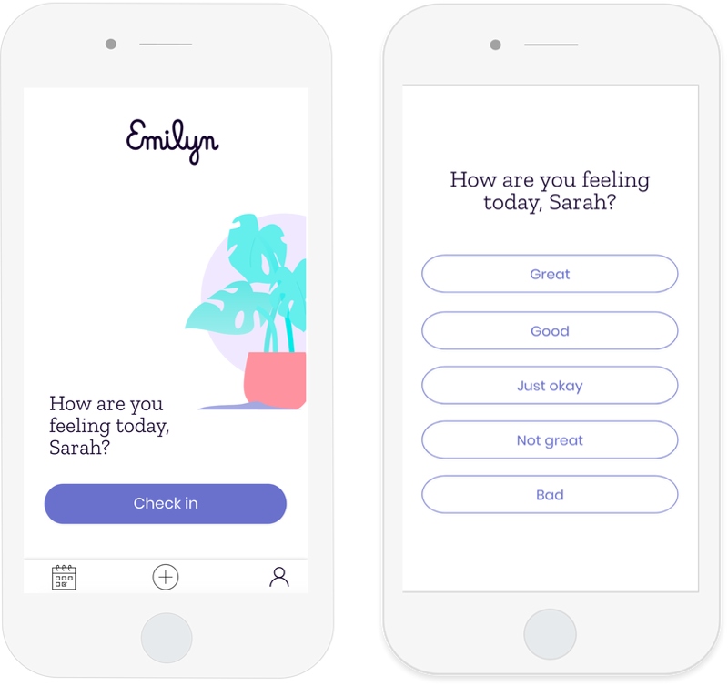 Einstiegsseiten der Emilyn-App - eine Art persönliche Gesundheitsakte